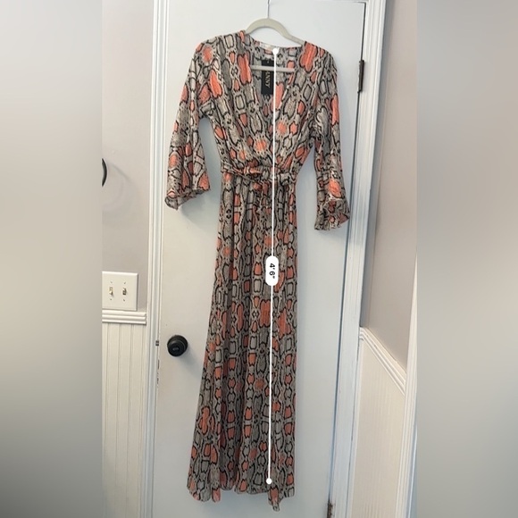 VANNY Animal Print Maxi Dress V-Neck Made in France Size S NWT - Picture 12 of 14